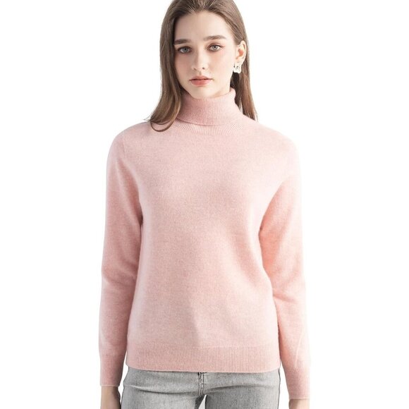 Women's Cashmere Sweater Turtleneck Long Sleeve Light Warm Soft Knit Pullover